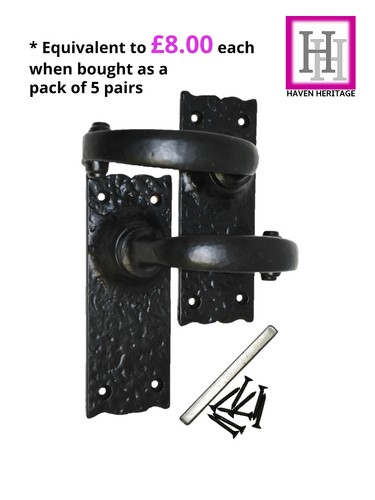 Door handle black cast - door, iron