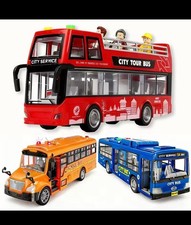 Children Large Buses Model Car Toys Simulation School Bus Double-deck Bus
