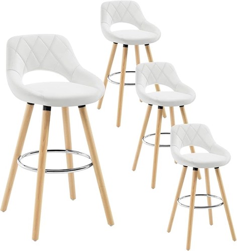 Woltu white bar - white, stools