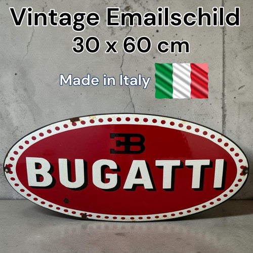 Vintage bugatti enamel - enamel, plaque