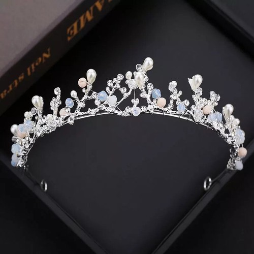 Small silver tiara pearl - small,
