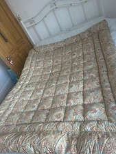 Vintage Eiderdown double feather filled pink turquoise floral paisley  67”x 57”