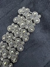 Vintage Silver Tone Metal Marcasite Panel Bracelet