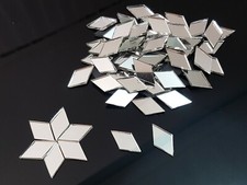 70 pieces, Silver Glass Mirror, Diamond Shape, 1 x 2 cm, 2 mm thick. Art&Craft, 