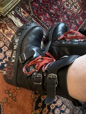 NEW ROCK BLACK LEATHER BOOTS SIZE 7 40 
