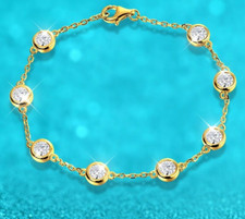 1ct Tennis Bracelet Yellow Gold Diamond Test Pass Lab-Created VVS1/D/Excellent