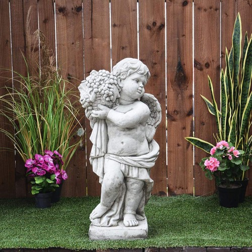 Large cherub statue summer - large,