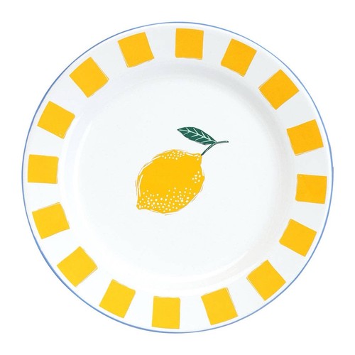Lemon enamel plate 20cm - lemon,