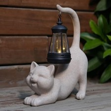 Cat Resin Statue with Solar