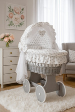 Grey Wicker Baby Moses Basket