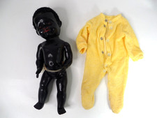 Vintage Pedigree Hard Plastic Black Walker Jointed Doll with Yellow Romper 35cm
