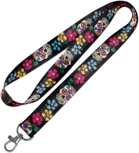 Sugar skull lanyard - skull, black