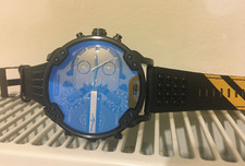 diesel dz7451 mr.daddy blue black ip quad zone leather chronograph men's watch