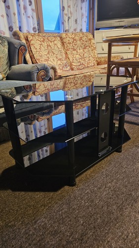 Black glass stand tv - glass, /