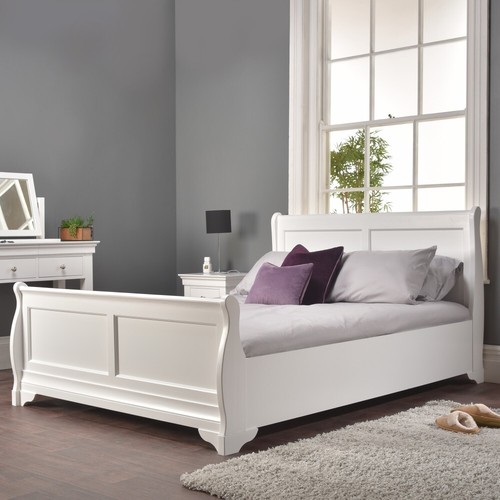 Double sleigh bed - double, white