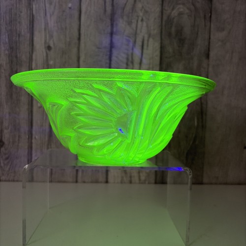 Art deco uranium glass bowl - art,