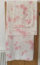 Vintage Brentfords White Pink Double Floral Flat Sheets Pillowcases x 2 1970s
