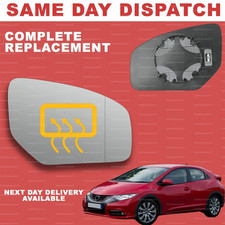 Honda Civic 2012-17 wing mirror glass right driver heated Wide Angle