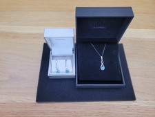 H Samuel Stirling Silver Topaz Figure Of Eight Earrings & Pendant Set NEW Boxed