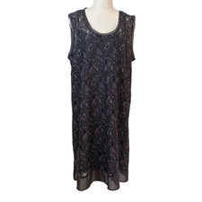 Simply Vera Wang Womens Plus Size Lace Overlay Dress 16 Sheer Floral Romantic