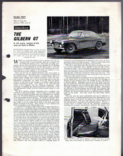 Gilbern 1800 road test 1965 - road,