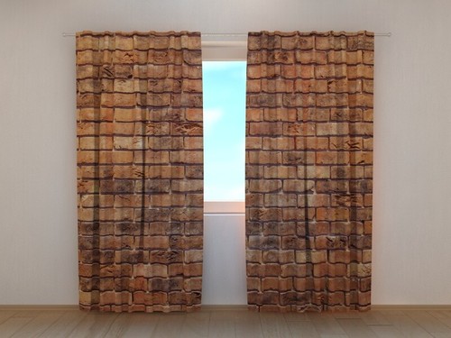 Window curtain brick brown - 3d,