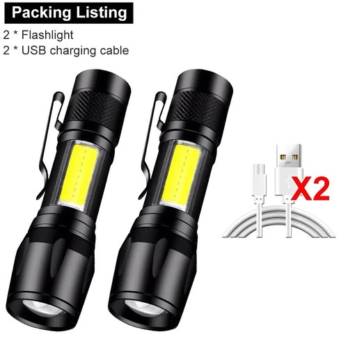 2pcs 2000lm usb rechargeable - 2pcs,