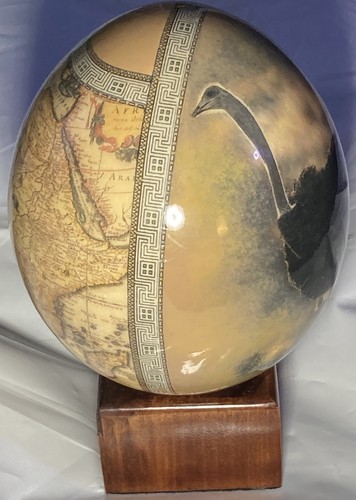 Vintage decoupage ostrich egg - ostrich,