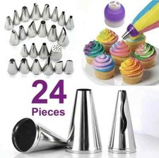 24 Pcs Icing Piping Style Nozzle Tool Set Cake Cupcake Sugarcraft Decorating Kit