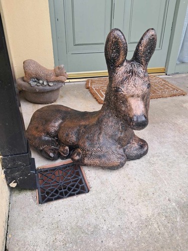 Sitting donkey concrete statue - donkey,