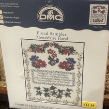 DMC Counted Cross Stitch Kit Floral Sampler New Crafts Sewing 18 Count