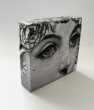 FLOWER LADY signed Emo wood block art  Sculpture Banksy martin whatson gift  1/1