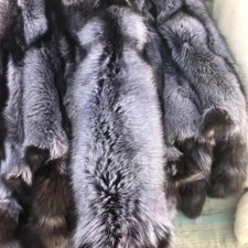 Tanned Silver Fox Skin Fur Pelts Soft Dense Real Leather Hides 39-47 inch