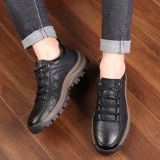 NEW MENS LEATHER SHOES TRAINERS CASUAL GYM WALKING SPORTS RUNNING SHOES SIZE Hot