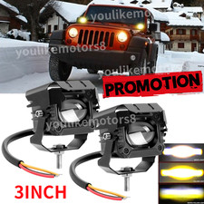2pcs LED Headlights Driving Work Fog Spot light White Yellow Motorcycle ATV UTV