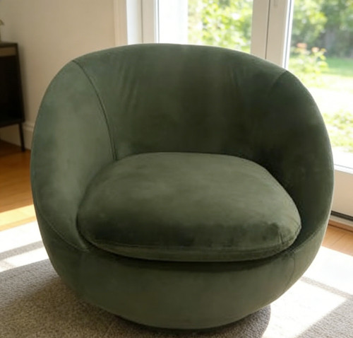 Olive velvet swivel - swivel, accent