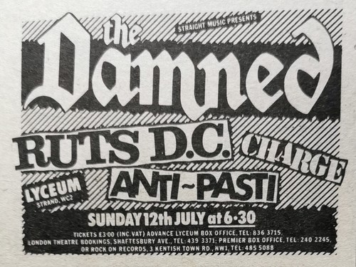 The damned gig advert - -,