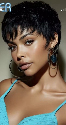 Black short hair pixie cut - pixie,