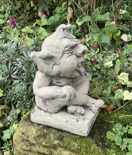 Stone garden horned goblin - garden,