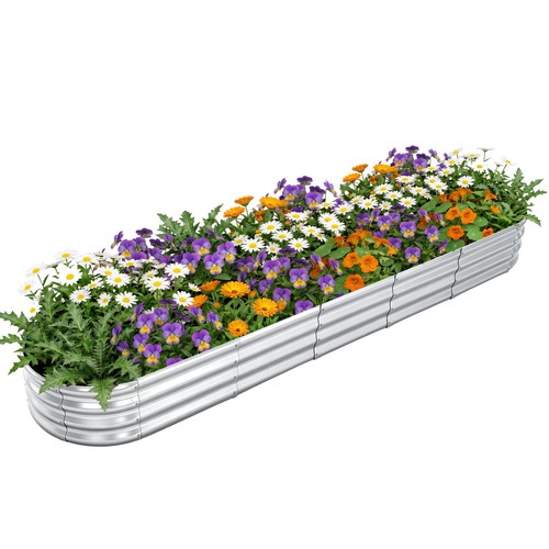 Galvanised steel raised garden - galvanised,