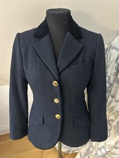 Joules Womens Parade Navy Blue Tweed Wool Blazer Hacking Jacket UK12 VGC