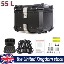 55L Motorcycle Rear Top Box Aluminium Alloy Tail Carrier Tool Luggage Case UK