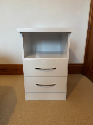 White drawer bedside table - white,
