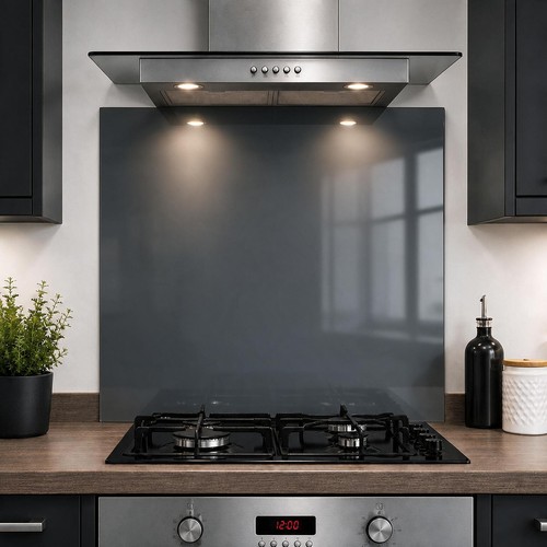 Dark grey glass splashback - dark, 6mm