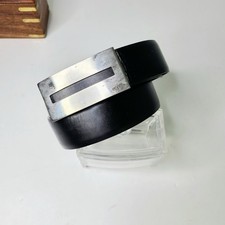 Prada Mens Belt 32 Made In Italy Square Distressed Buckle Vintage Leather-Read