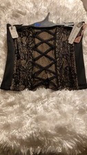 CARRIE AMBER INTIMATES Women's Black LACE OVERLAY WAIST CINCHER - Size LX