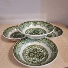 J. Broadhurst & Sons Ltd. 'JADE' Ironstone Bowls - Set of 4 (Retro Green Floral)