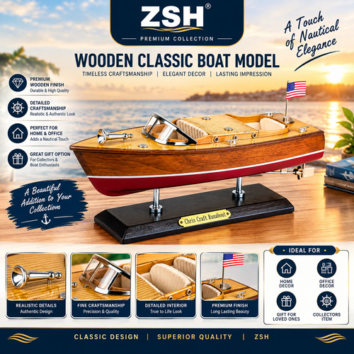 Wooden speedboat model - wooden,