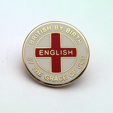 "ENGLISH BY THE GRACE OF GOD" ENGLAND ENAMEL LAPEL BADGE - Flag, Patriotic, Pin
