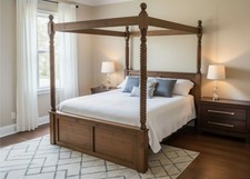 Teak four poster bed